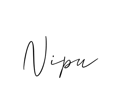 The best way (Allison_Script) to make a short signature is to pick only two or three words in your name. The name Nipu include a total of six letters. For converting this name. Nipu signature style 2 images and pictures png