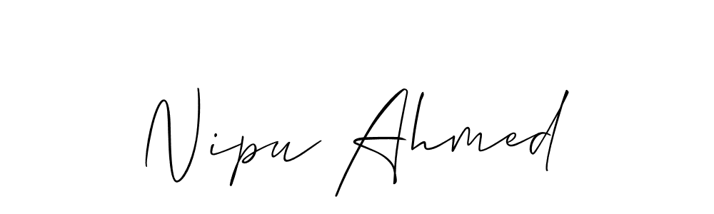 Make a beautiful signature design for name Nipu Ahmed. With this signature (Allison_Script) style, you can create a handwritten signature for free. Nipu Ahmed signature style 2 images and pictures png