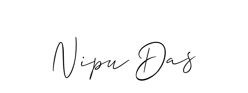 The best way (Allison_Script) to make a short signature is to pick only two or three words in your name. The name Nipu Das include a total of six letters. For converting this name. Nipu Das signature style 2 images and pictures png