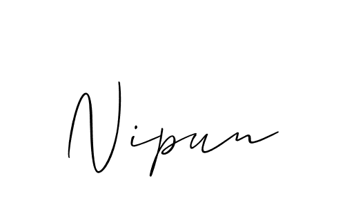 Create a beautiful signature design for name Nipun. With this signature (Allison_Script) fonts, you can make a handwritten signature for free. Nipun signature style 2 images and pictures png