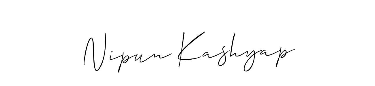 Make a beautiful signature design for name Nipun Kashyap. With this signature (Allison_Script) style, you can create a handwritten signature for free. Nipun Kashyap signature style 2 images and pictures png
