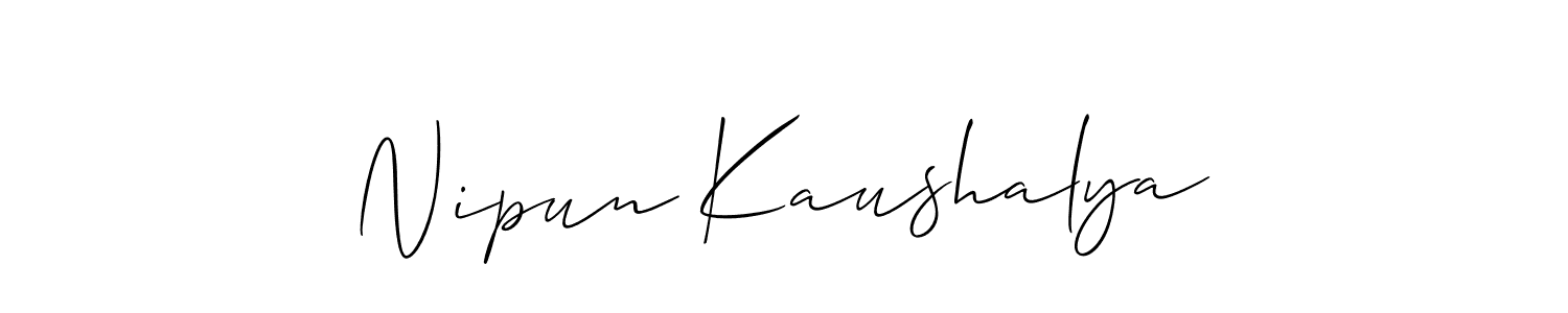 Use a signature maker to create a handwritten signature online. With this signature software, you can design (Allison_Script) your own signature for name Nipun Kaushalya. Nipun Kaushalya signature style 2 images and pictures png