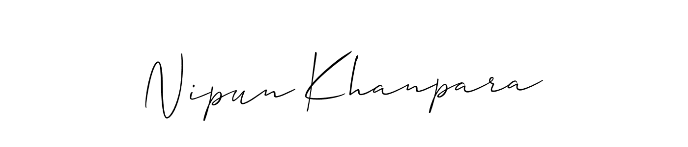 Make a short Nipun Khanpara signature style. Manage your documents anywhere anytime using Allison_Script. Create and add eSignatures, submit forms, share and send files easily. Nipun Khanpara signature style 2 images and pictures png