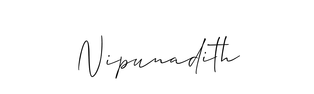 Allison_Script is a professional signature style that is perfect for those who want to add a touch of class to their signature. It is also a great choice for those who want to make their signature more unique. Get Nipunadith name to fancy signature for free. Nipunadith signature style 2 images and pictures png