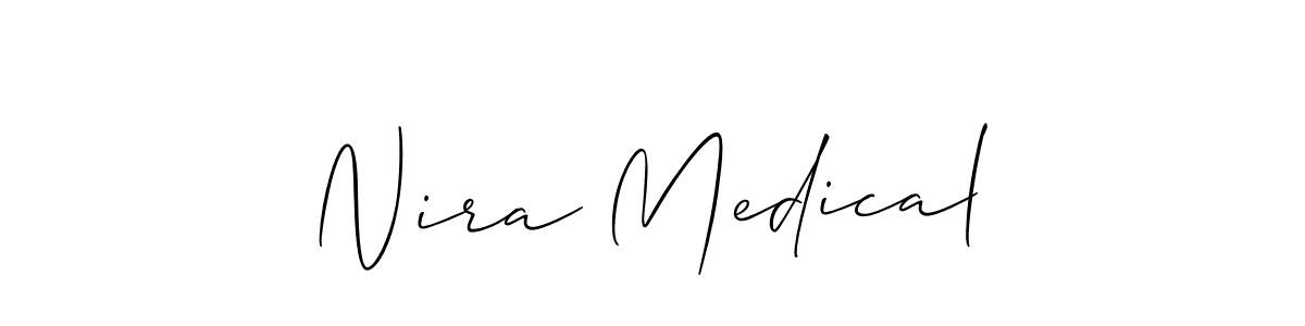 Similarly Allison_Script is the best handwritten signature design. Signature creator online .You can use it as an online autograph creator for name Nira Medical. Nira Medical signature style 2 images and pictures png