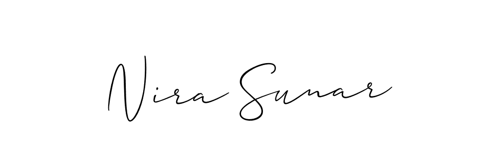 Create a beautiful signature design for name Nira Sunar. With this signature (Allison_Script) fonts, you can make a handwritten signature for free. Nira Sunar signature style 2 images and pictures png