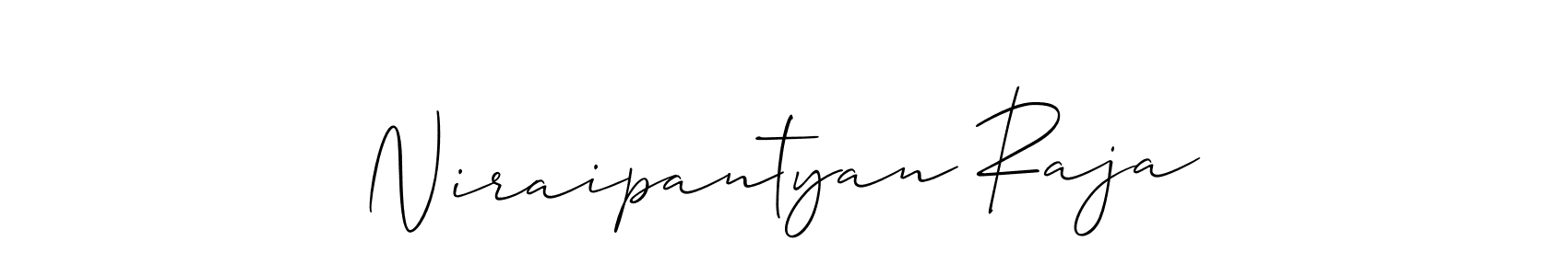 The best way (Allison_Script) to make a short signature is to pick only two or three words in your name. The name Niraipantyan Raja include a total of six letters. For converting this name. Niraipantyan Raja signature style 2 images and pictures png