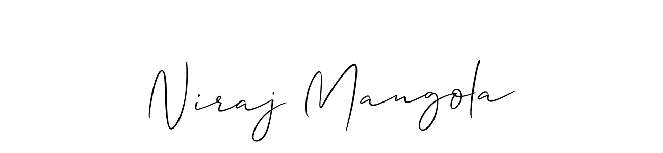 Niraj Mangola stylish signature style. Best Handwritten Sign (Allison_Script) for my name. Handwritten Signature Collection Ideas for my name Niraj Mangola. Niraj Mangola signature style 2 images and pictures png