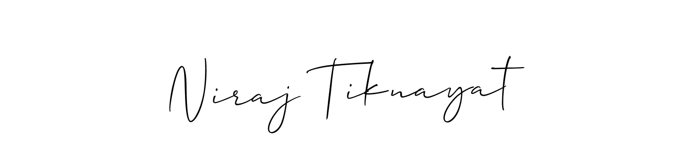 Allison_Script is a professional signature style that is perfect for those who want to add a touch of class to their signature. It is also a great choice for those who want to make their signature more unique. Get Niraj Tiknayat name to fancy signature for free. Niraj Tiknayat signature style 2 images and pictures png