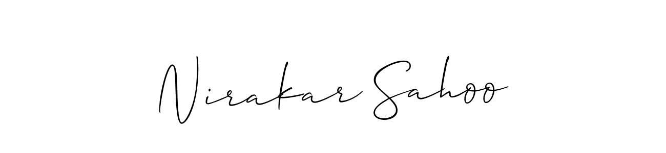 How to make Nirakar Sahoo signature? Allison_Script is a professional autograph style. Create handwritten signature for Nirakar Sahoo name. Nirakar Sahoo signature style 2 images and pictures png