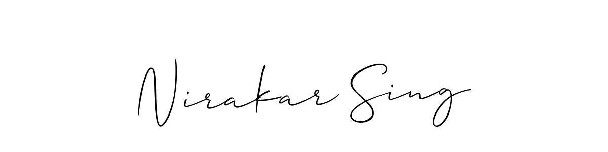 Use a signature maker to create a handwritten signature online. With this signature software, you can design (Allison_Script) your own signature for name Nirakar Sing. Nirakar Sing signature style 2 images and pictures png