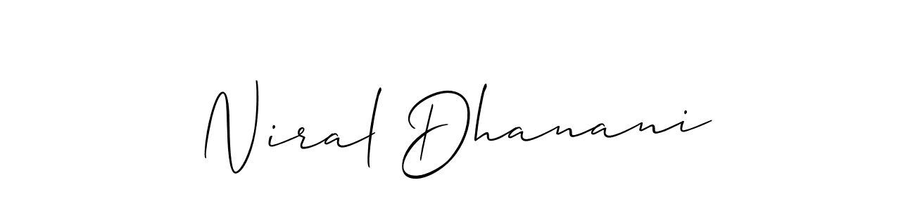 Make a beautiful signature design for name Niral Dhanani. With this signature (Allison_Script) style, you can create a handwritten signature for free. Niral Dhanani signature style 2 images and pictures png