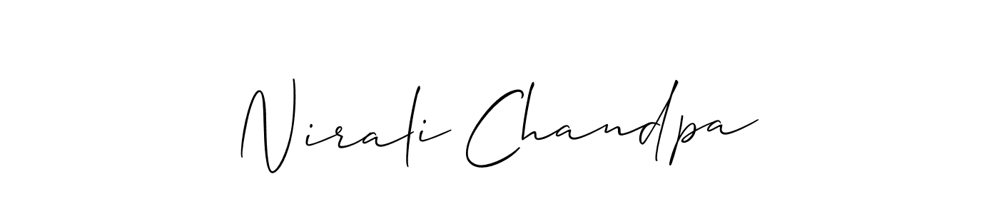 Create a beautiful signature design for name Nirali Chandpa. With this signature (Allison_Script) fonts, you can make a handwritten signature for free. Nirali Chandpa signature style 2 images and pictures png