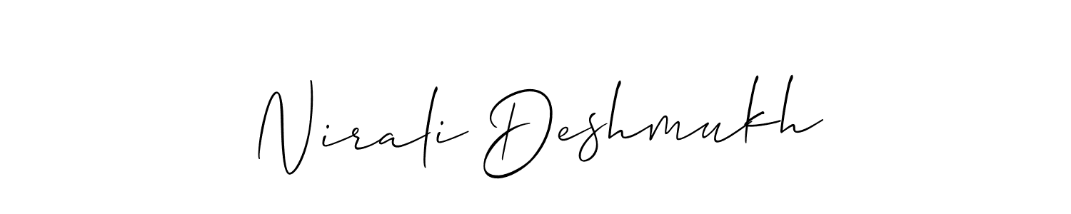 if you are searching for the best signature style for your name Nirali Deshmukh. so please give up your signature search. here we have designed multiple signature styles  using Allison_Script. Nirali Deshmukh signature style 2 images and pictures png