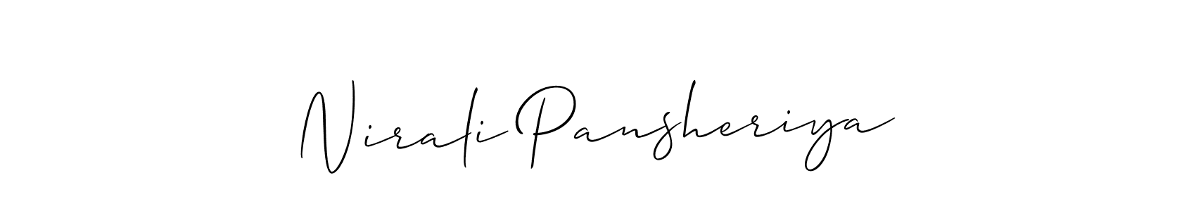 Make a beautiful signature design for name Nirali Pansheriya. With this signature (Allison_Script) style, you can create a handwritten signature for free. Nirali Pansheriya signature style 2 images and pictures png