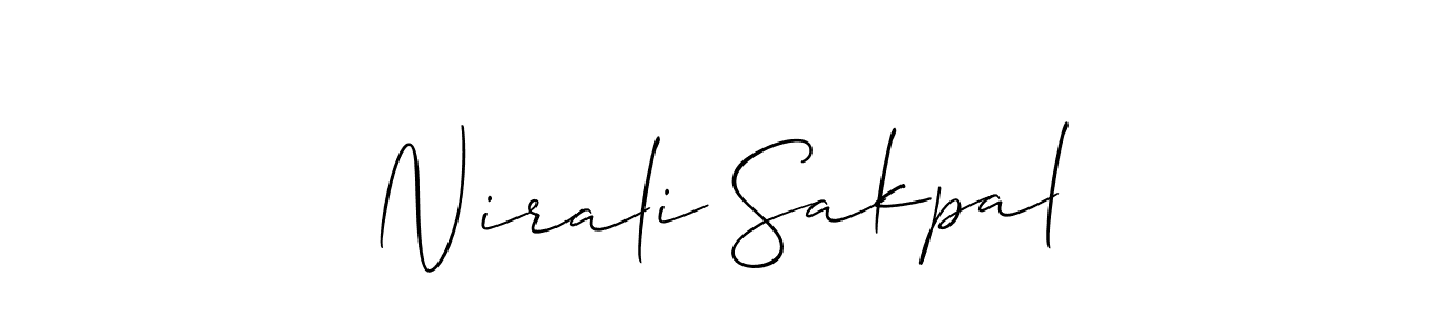 Allison_Script is a professional signature style that is perfect for those who want to add a touch of class to their signature. It is also a great choice for those who want to make their signature more unique. Get Nirali Sakpal name to fancy signature for free. Nirali Sakpal signature style 2 images and pictures png