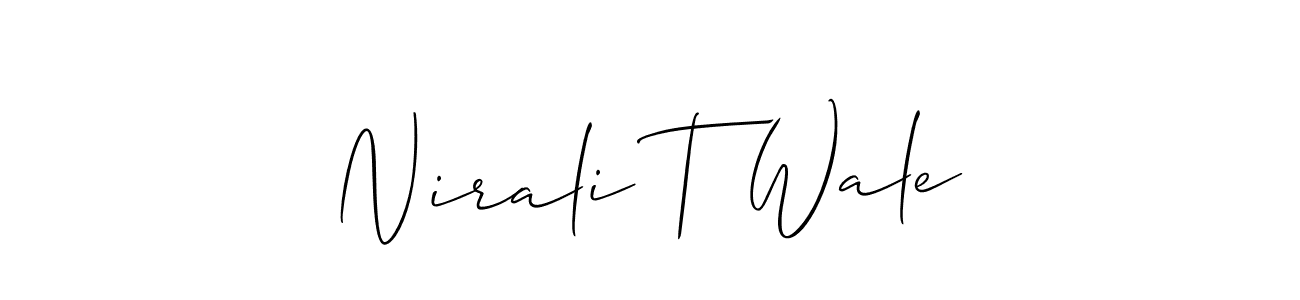 Similarly Allison_Script is the best handwritten signature design. Signature creator online .You can use it as an online autograph creator for name Nirali T Wale. Nirali T Wale signature style 2 images and pictures png