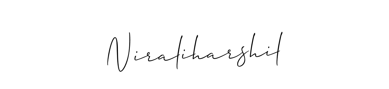 Also we have Niraliharshil name is the best signature style. Create professional handwritten signature collection using Allison_Script autograph style. Niraliharshil signature style 2 images and pictures png