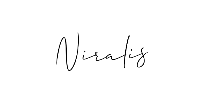 Also You can easily find your signature by using the search form. We will create Niralis name handwritten signature images for you free of cost using Allison_Script sign style. Niralis signature style 2 images and pictures png