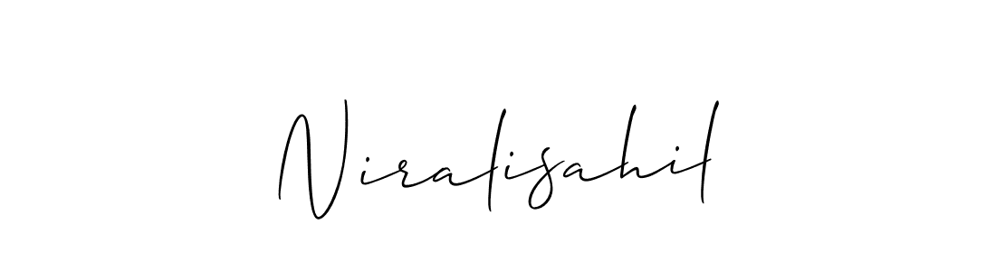 How to make Niralisahil name signature. Use Allison_Script style for creating short signs online. This is the latest handwritten sign. Niralisahil signature style 2 images and pictures png
