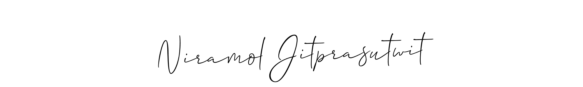 You should practise on your own different ways (Allison_Script) to write your name (Niramol Jitprasutwit) in signature. don't let someone else do it for you. Niramol Jitprasutwit signature style 2 images and pictures png