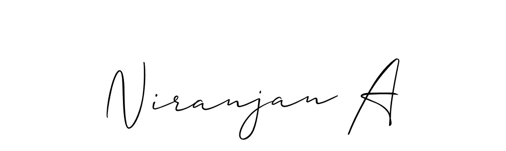 The best way (Allison_Script) to make a short signature is to pick only two or three words in your name. The name Niranjan A include a total of six letters. For converting this name. Niranjan A signature style 2 images and pictures png