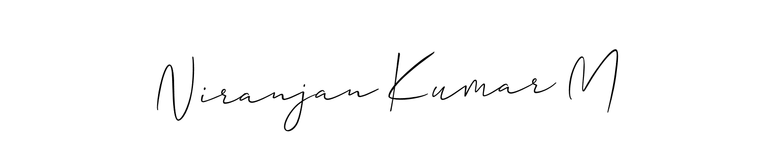 You should practise on your own different ways (Allison_Script) to write your name (Niranjan Kumar M) in signature. don't let someone else do it for you. Niranjan Kumar M signature style 2 images and pictures png