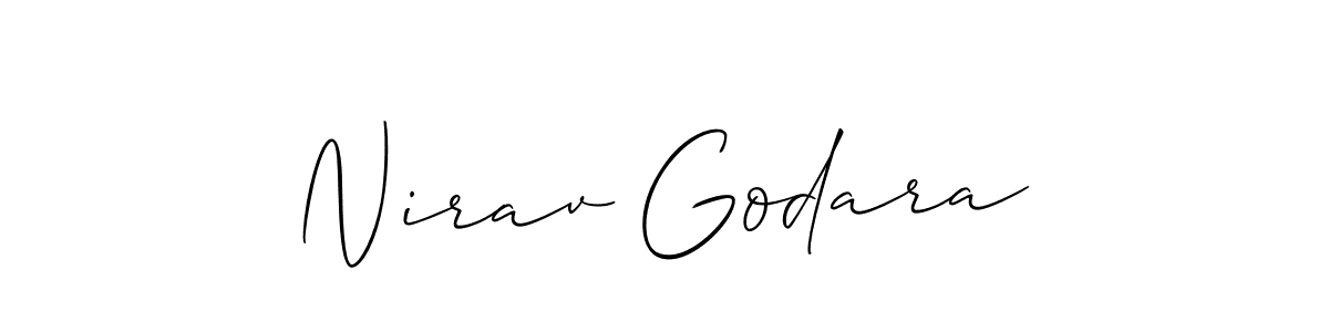 How to make Nirav Godara name signature. Use Allison_Script style for creating short signs online. This is the latest handwritten sign. Nirav Godara signature style 2 images and pictures png