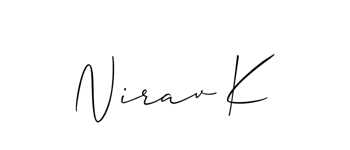 This is the best signature style for the Nirav K name. Also you like these signature font (Allison_Script). Mix name signature. Nirav K signature style 2 images and pictures png