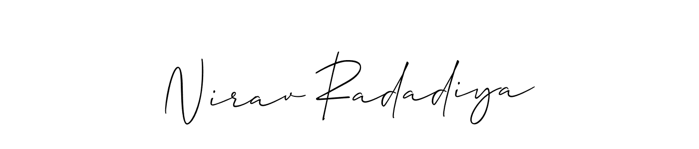 Design your own signature with our free online signature maker. With this signature software, you can create a handwritten (Allison_Script) signature for name Nirav Radadiya. Nirav Radadiya signature style 2 images and pictures png