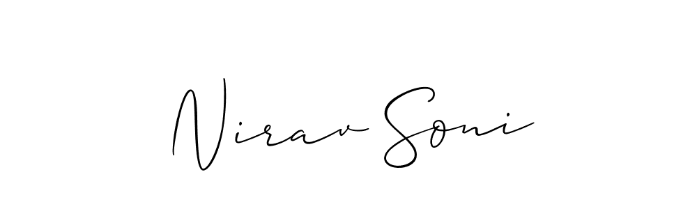 The best way (Allison_Script) to make a short signature is to pick only two or three words in your name. The name Nirav Soni include a total of six letters. For converting this name. Nirav Soni signature style 2 images and pictures png