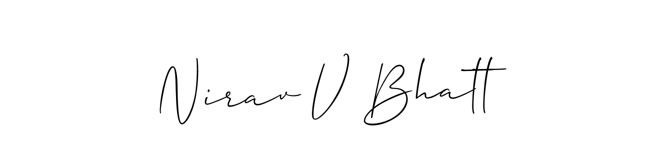 How to make Nirav V Bhatt signature? Allison_Script is a professional autograph style. Create handwritten signature for Nirav V Bhatt name. Nirav V Bhatt signature style 2 images and pictures png