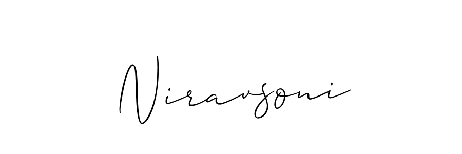 Allison_Script is a professional signature style that is perfect for those who want to add a touch of class to their signature. It is also a great choice for those who want to make their signature more unique. Get Niravsoni name to fancy signature for free. Niravsoni signature style 2 images and pictures png