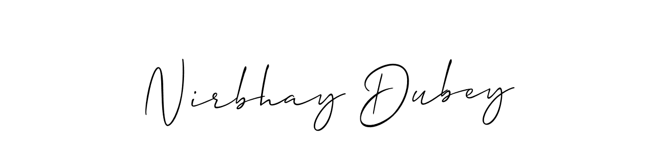 Check out images of Autograph of Nirbhay Dubey name. Actor Nirbhay Dubey Signature Style. Allison_Script is a professional sign style online. Nirbhay Dubey signature style 2 images and pictures png