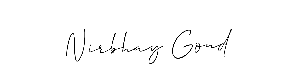 How to make Nirbhay Gond signature? Allison_Script is a professional autograph style. Create handwritten signature for Nirbhay Gond name. Nirbhay Gond signature style 2 images and pictures png