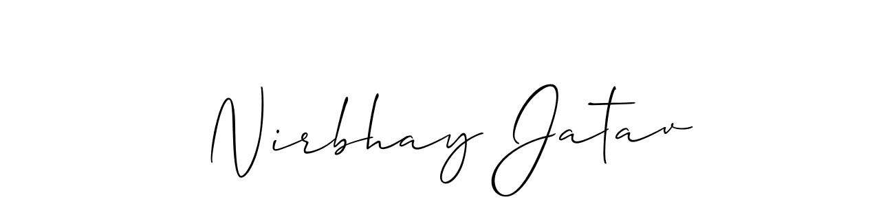 The best way (Allison_Script) to make a short signature is to pick only two or three words in your name. The name Nirbhay Jatav include a total of six letters. For converting this name. Nirbhay Jatav signature style 2 images and pictures png