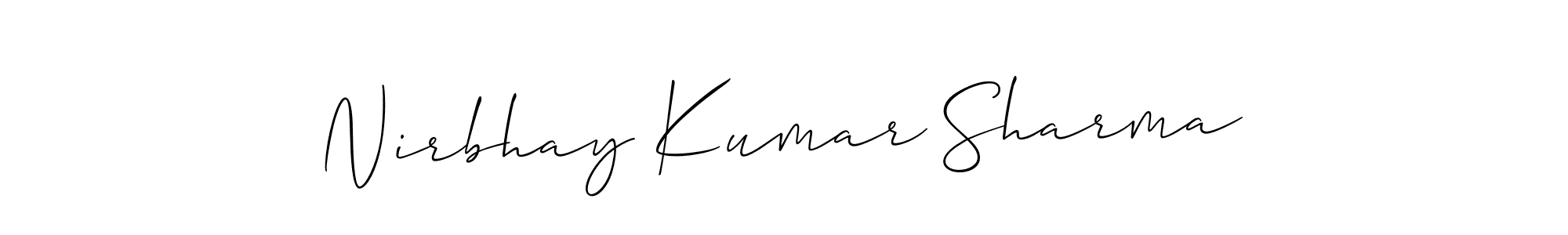 Use a signature maker to create a handwritten signature online. With this signature software, you can design (Allison_Script) your own signature for name Nirbhay Kumar Sharma. Nirbhay Kumar Sharma signature style 2 images and pictures png