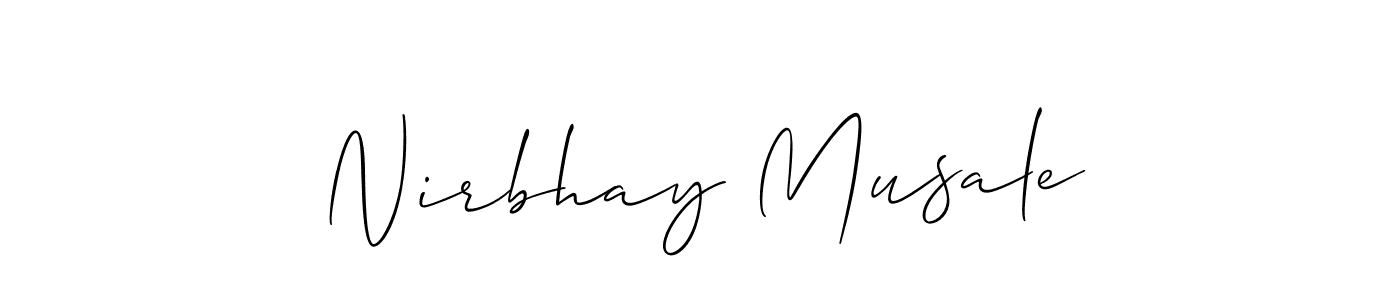 Create a beautiful signature design for name Nirbhay Musale. With this signature (Allison_Script) fonts, you can make a handwritten signature for free. Nirbhay Musale signature style 2 images and pictures png