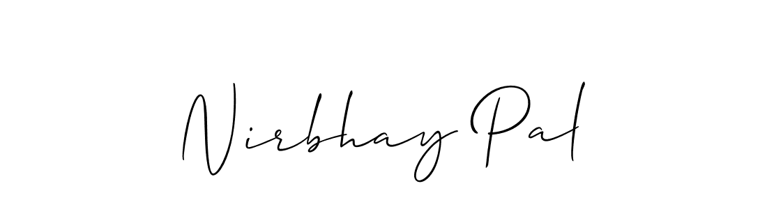 The best way (Allison_Script) to make a short signature is to pick only two or three words in your name. The name Nirbhay Pal include a total of six letters. For converting this name. Nirbhay Pal signature style 2 images and pictures png