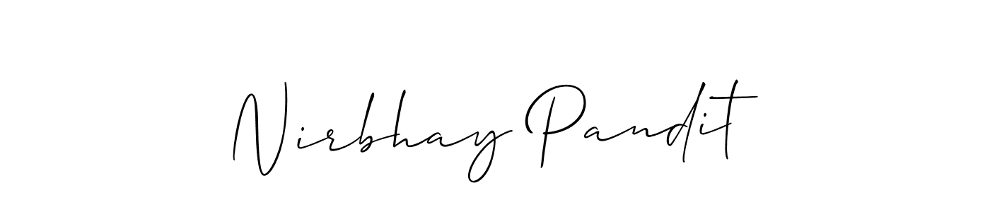 if you are searching for the best signature style for your name Nirbhay Pandit. so please give up your signature search. here we have designed multiple signature styles  using Allison_Script. Nirbhay Pandit signature style 2 images and pictures png