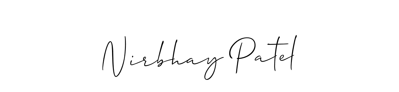 It looks lik you need a new signature style for name Nirbhay Patel. Design unique handwritten (Allison_Script) signature with our free signature maker in just a few clicks. Nirbhay Patel signature style 2 images and pictures png