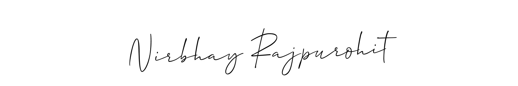 How to make Nirbhay Rajpurohit name signature. Use Allison_Script style for creating short signs online. This is the latest handwritten sign. Nirbhay Rajpurohit signature style 2 images and pictures png