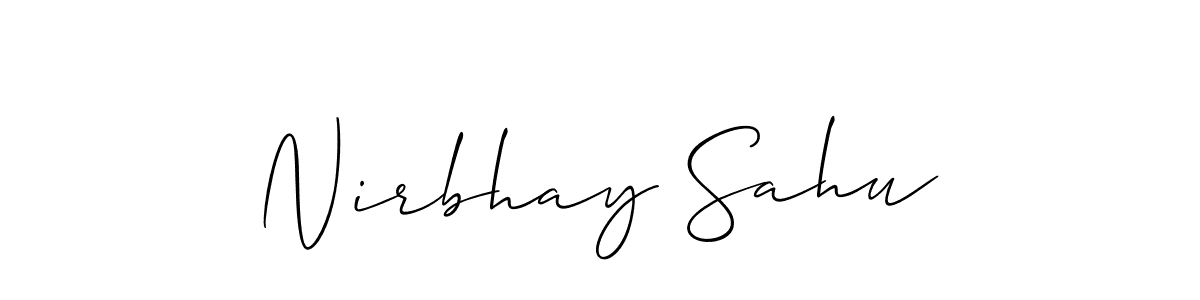 Allison_Script is a professional signature style that is perfect for those who want to add a touch of class to their signature. It is also a great choice for those who want to make their signature more unique. Get Nirbhay Sahu name to fancy signature for free. Nirbhay Sahu signature style 2 images and pictures png