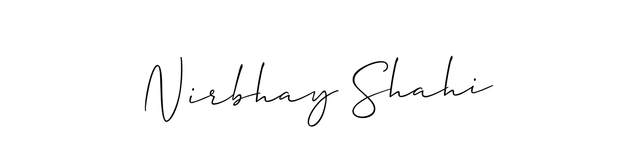 The best way (Allison_Script) to make a short signature is to pick only two or three words in your name. The name Nirbhay Shahi include a total of six letters. For converting this name. Nirbhay Shahi signature style 2 images and pictures png