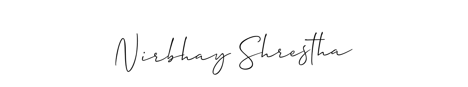 Similarly Allison_Script is the best handwritten signature design. Signature creator online .You can use it as an online autograph creator for name Nirbhay Shrestha. Nirbhay Shrestha signature style 2 images and pictures png