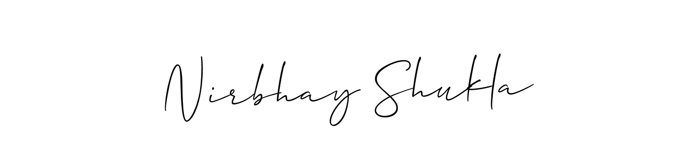 The best way (Allison_Script) to make a short signature is to pick only two or three words in your name. The name Nirbhay Shukla include a total of six letters. For converting this name. Nirbhay Shukla signature style 2 images and pictures png