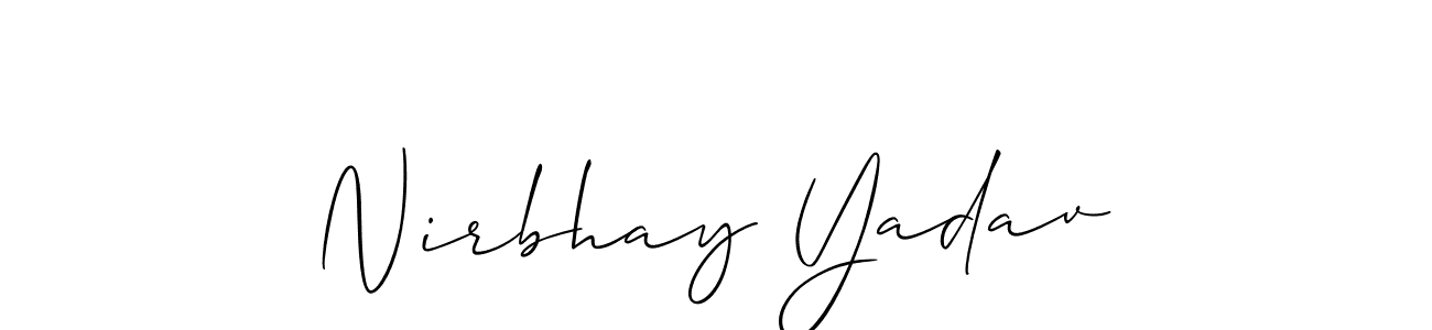 Nirbhay Yadav stylish signature style. Best Handwritten Sign (Allison_Script) for my name. Handwritten Signature Collection Ideas for my name Nirbhay Yadav. Nirbhay Yadav signature style 2 images and pictures png