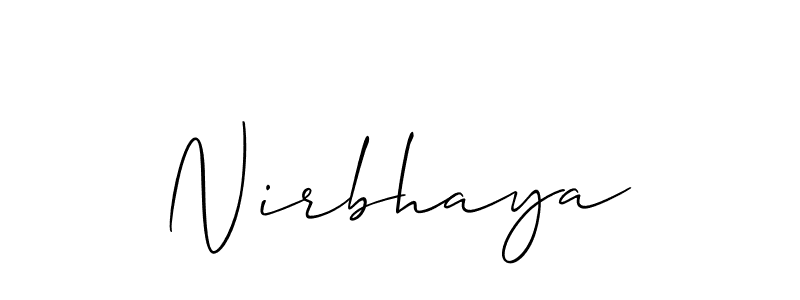 Make a beautiful signature design for name Nirbhaya. With this signature (Allison_Script) style, you can create a handwritten signature for free. Nirbhaya signature style 2 images and pictures png