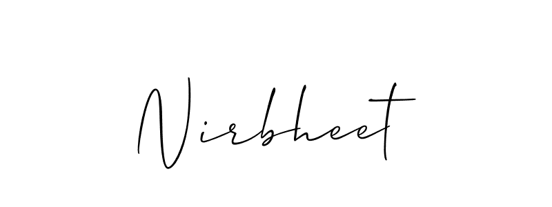 How to make Nirbheet signature? Allison_Script is a professional autograph style. Create handwritten signature for Nirbheet name. Nirbheet signature style 2 images and pictures png