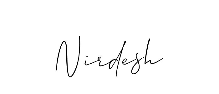 Use a signature maker to create a handwritten signature online. With this signature software, you can design (Allison_Script) your own signature for name Nirdesh. Nirdesh signature style 2 images and pictures png